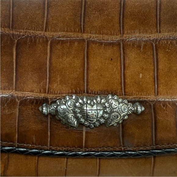 Brighton Convertible Croc Leather Crossbody Organizer Bag Wallet Brown - Picture 9 of 13